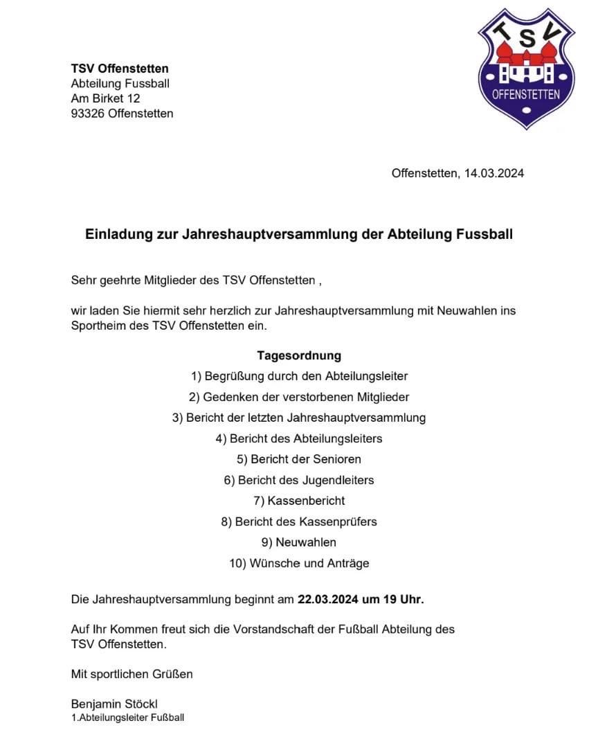 JHV Abteilung Fussball 2024